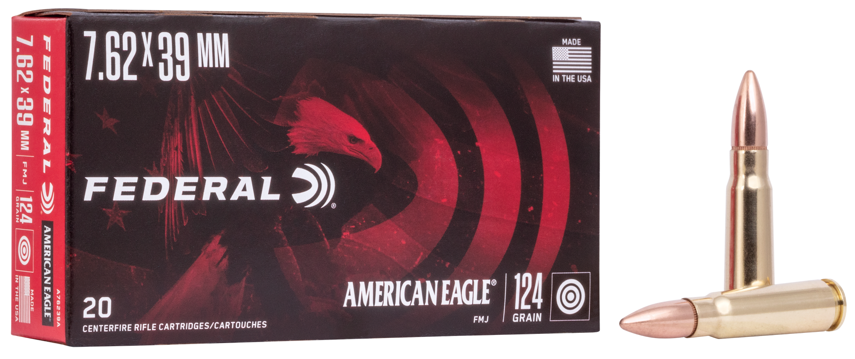 Federal American Eagle 7.62x39mm 124 gr Full Metal Jacket (FMJ) 20 Bx