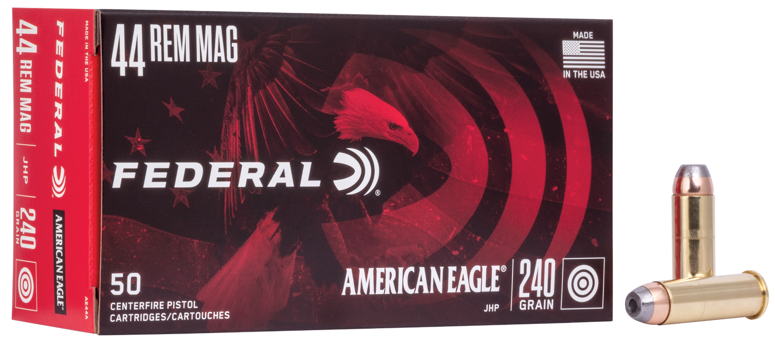 Federal American Eagle Handgun .44 Rem Mag 240 gr Jacketed Hollow Point (JHP) 50 Per Box