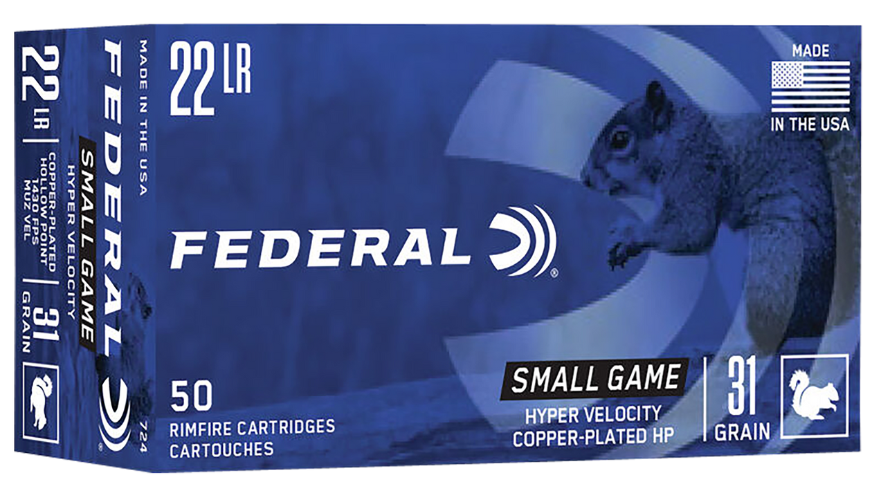 Federal Target Small Game .22 LR 31 gr Copper Plated Hollow Point (CPHP) 50 Per Box