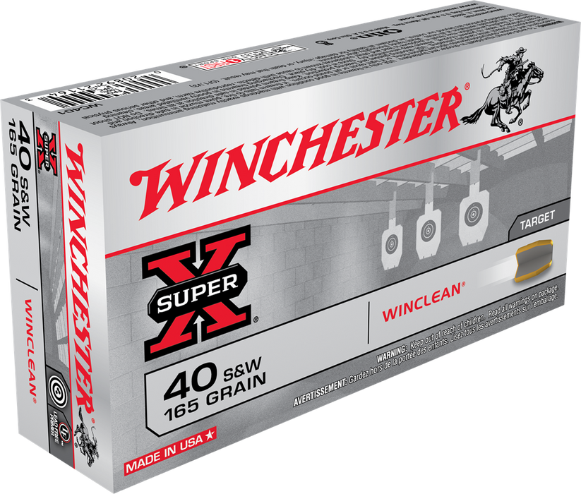 Winchester Super-X .40 S&W 165 gr Winclean Brass Enclosed Base 50 Per box