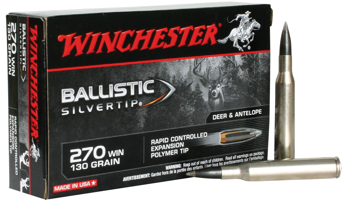 Winchester Ballistic Silvertip Hunting .270 Win 130 gr Rapid Controlled Expansion Polymer Tip 20 Per Box