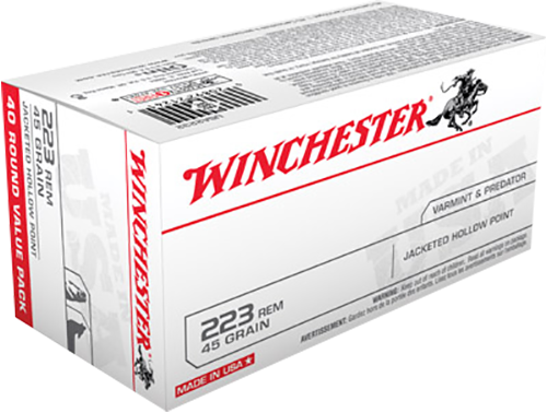 Winchester USA .223 Rem 45 gr Jacketed Hollow Point (JHP) 40 Per Box