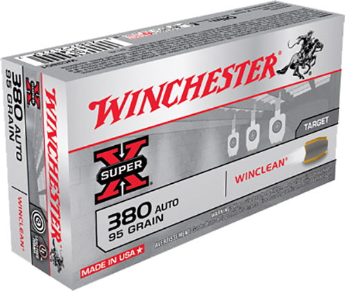 Winchester Super X Target .380 ACP 95 gr Winclean Brass Enclosed Base 50 Per Box