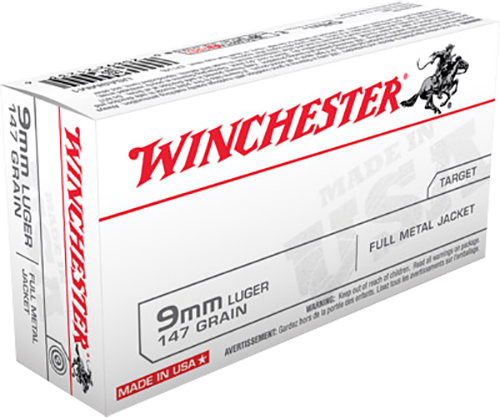Winchester USA Target 9mm Luger 147 gr Full Metal Jacket Flat Nose (FMJFN) 50 Per Box