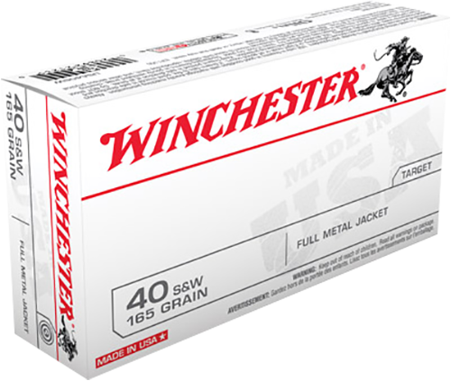 Winchester Ammo USA .40 S&W 165 gr Full Metal Jacket Flat Nose (FMJFN) 50 Per Box