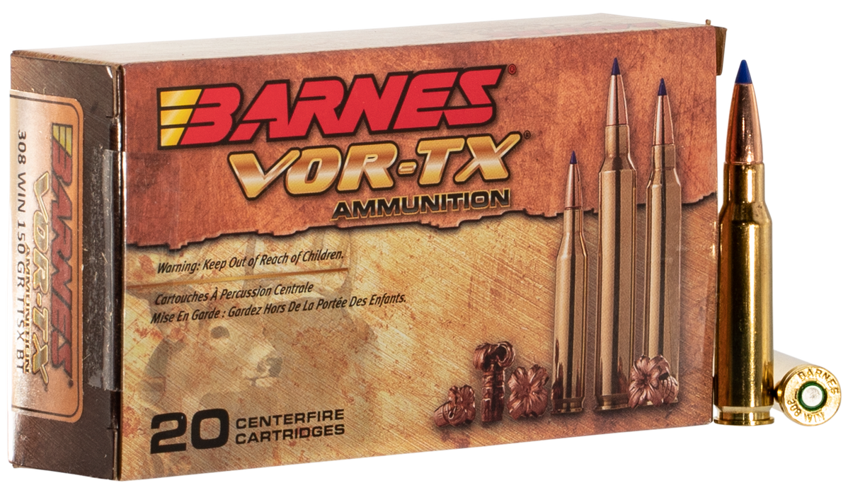 Barnes Bullets VOR-TX Centerfire Rifle .308 Win 150 gr Tipped TSX Boat-Tail 20 Per Box