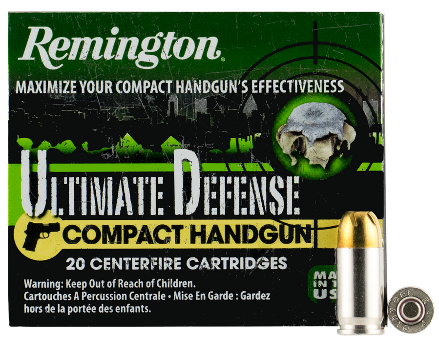 Remington Ultimate Defense Compact .380 ACP 102 gr Brass Jacket Hollow Point (BJHP) 20 Per Box