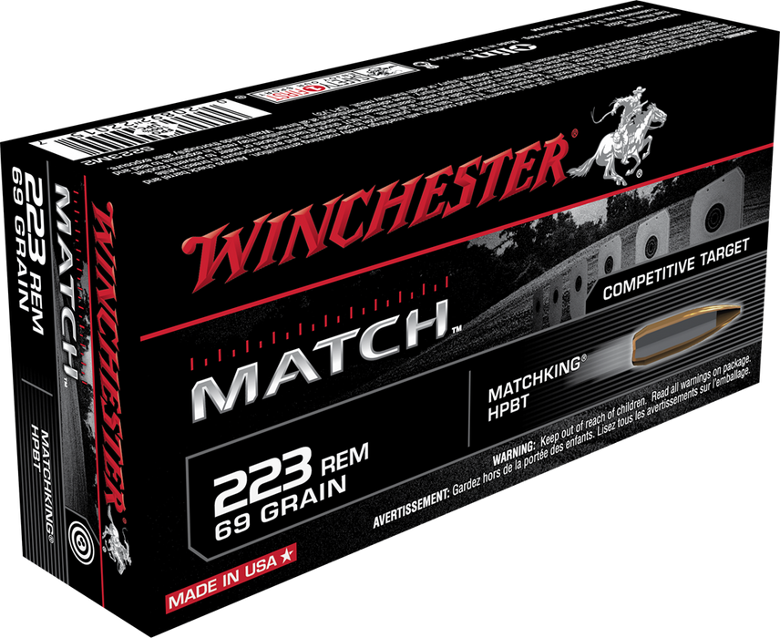 Winchester Match .223 Rem 69 gr Sierra MatchKing BTHP (SMBTHP) 20 Per Box