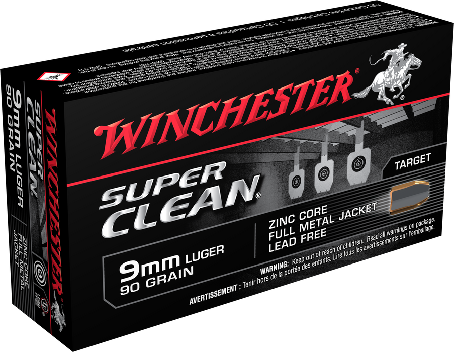 Winchester Super Clean Target 9mm Luger 90 gr Lead Free Full Metal Jacket 50 Per Box