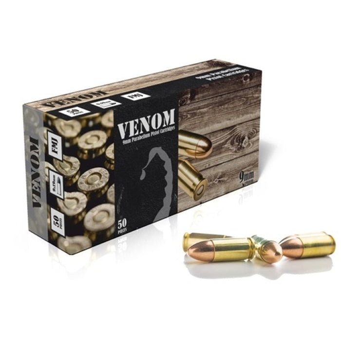 Venom 9mm Luger 115gr  Full Metal Jacket Ammunition - 1000 Round Case