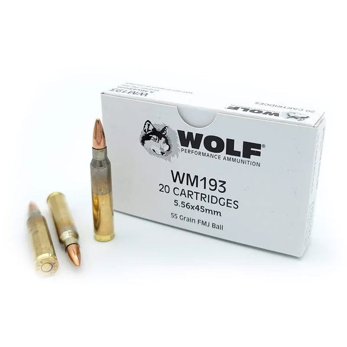 Wolf Gold 5.56x45mm NATO 55 Gr Full Metal Jacket Ammunition - 20 Round Box (New product)