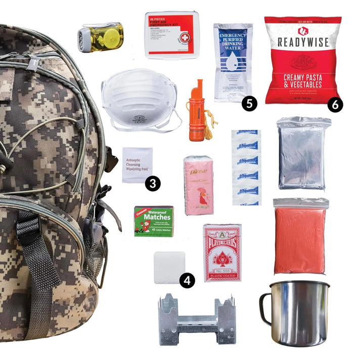 ReadyWise Emergency 64 Piece Survival Backpack - Camo
