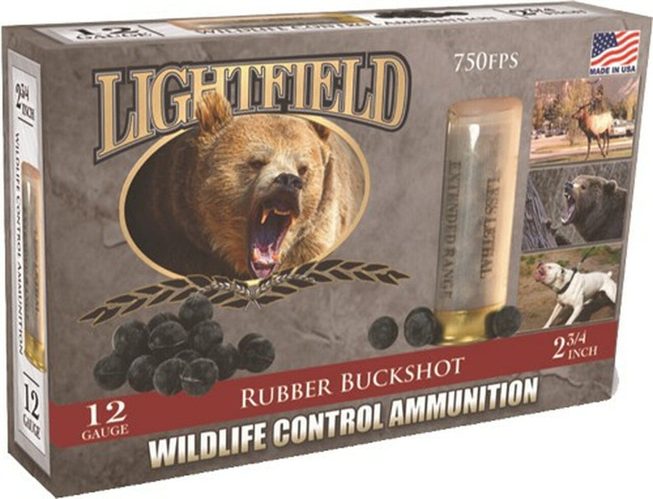 Lightfield 12ga 2.75" Rubber Buckshot 21-ball Ammunition - 5 Round Box (New Product)