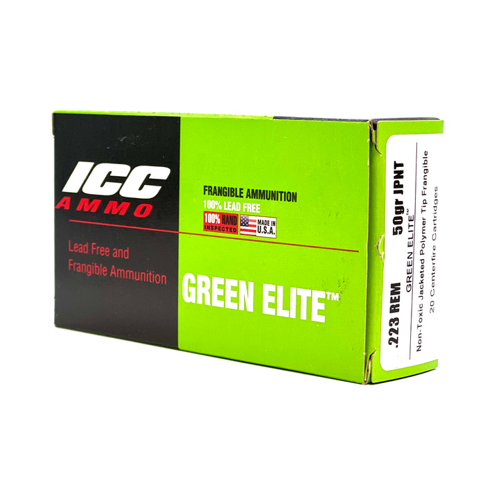 ICC .223 Rem 50gr Green Elite Jacketed Polymer Tip Ammunition - 20 Round Box (New Product