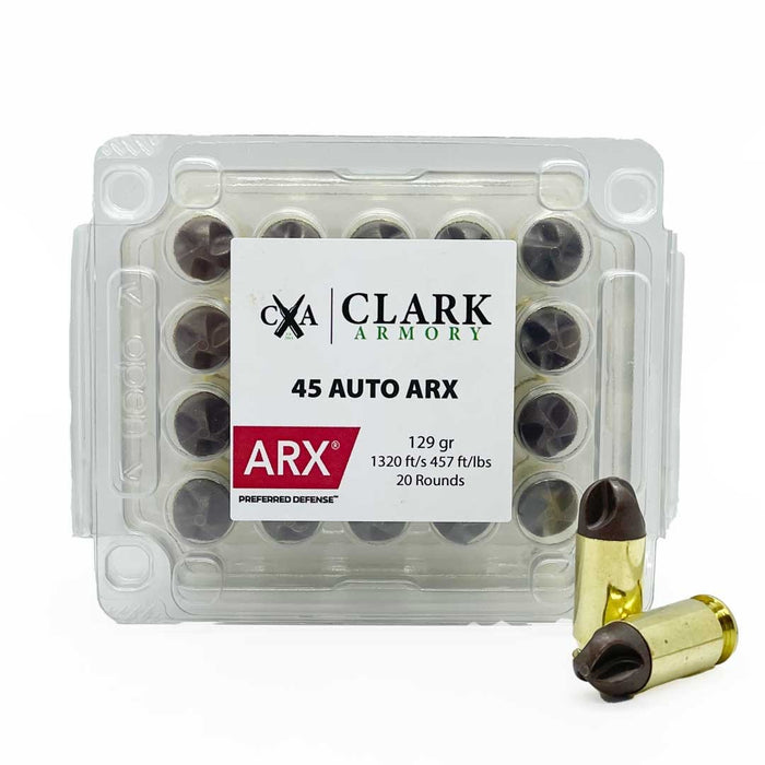 Clark Armory .45 ACP 129gr ARX Ammunition - 20 Round Box