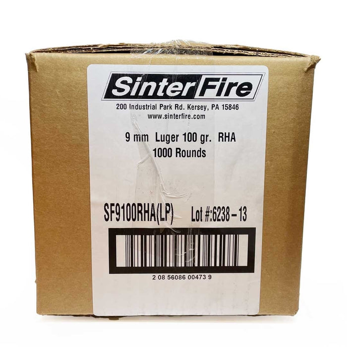 Sinterfire 9mm Luger 100gr RHA Lead Free Bulk Pack Ammunition - 1000 Round Bulk Case